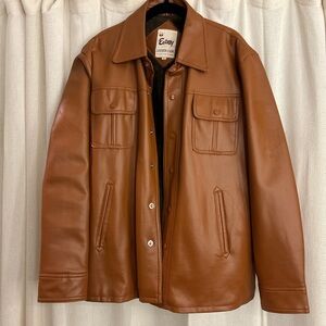 Enyce Tan Leather Shirt Jacket